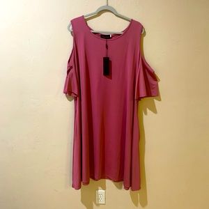 Mauve cold shoulder above the knee dress